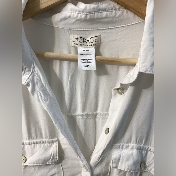 L*Space Amelia White Button-Down Swimsuit Cover-Up Dress Shirt Size S - Picture 10 of 15